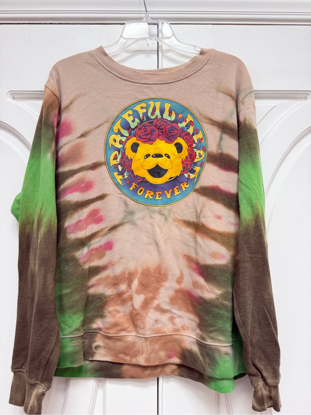Tie-Dye 'Grateful Forever' Graphic Sweatshirt - Yellow Bear XXL - Picture 1 of 6
